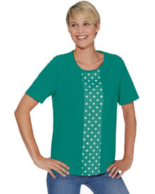 Зелена дамска блуза с гарнитура на точки