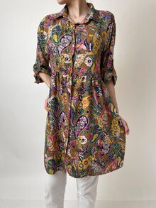 Дълга риза тип рокля в бохо стил, пастелни цветове