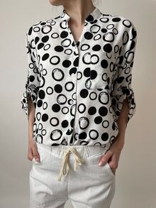 Свободна дамска риза, 3/4 ръкав с регулируема дължина, цвят бяло