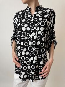 Свободна дамска риза, 3/4 ръкав с регулируема дължина, цвят черно
