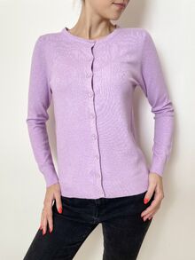 Дамска жилетка с кашмир, гладка плетка, обло деколте, размери от S до XL, цвят лилав