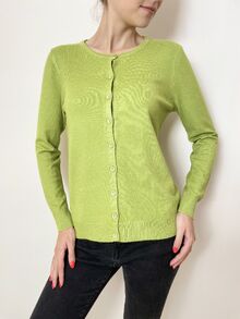 Дамска жилетка с кашмир, гладка плетка, обло деколте, размери от S до XL, цвят тревисто зелено