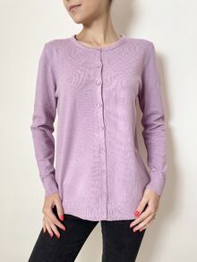 Дамска жилетка с кашмир, гладка плетка, обло деколте, размери от XL до 3XL, цвят лилав