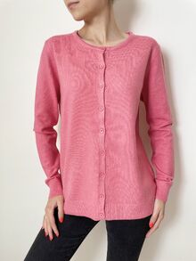 Дамска жилетка с кашмир, гладка плетка, обло деколте, размери от XL до 3XL, цвят розово