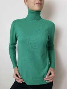 Кашмирен пуловер тип поло в тревисто зелен цвят