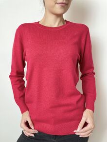 Дамски пуловер с кашмир, обло деколте, топъл, размери  2XL 3XL 4XL 5XL, червен