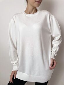 Дамски пуловер с кашмир, обло деколте, топъл, размери  2XL 3XL 4XL 5XL, бял