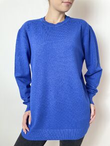 Дамски пуловер с кашмир, обло деколте, топъл, размери  2XL 3XL 4XL 5XL, цвят кралско синьо