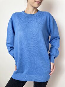 Дамски пуловер с кашмир, обло деколте, топъл, размери  2XL 3XL 4XL 5XL, цвят синьо деним