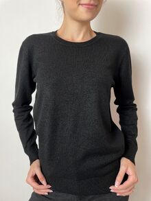 Дамски пуловер с кашмир, обло деколте, топъл, размери  2XL 3XL 4XL 5XL, черен