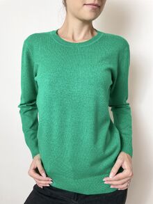 Дамски пуловер с кашмир, обло деколте, топъл, размери  2XL 3XL 4XL 5XL, зелен